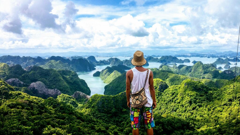 Ha Long Bay sightseeing from a mountain peak