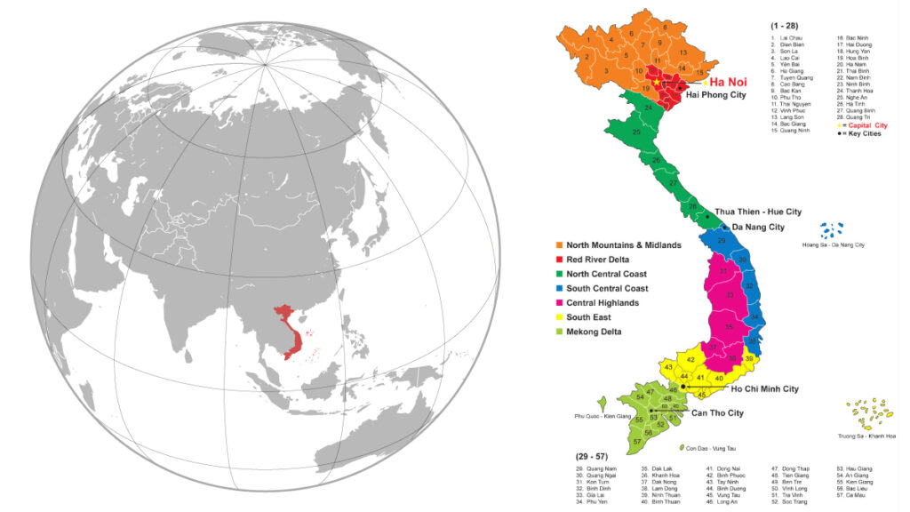 Vietnam is a strip of land shaped like the letter “S”